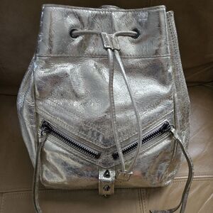 Botkier Gold Metallic Leather Backpack